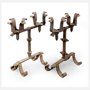 Paar spätgotische Kaminkerzenleuchter