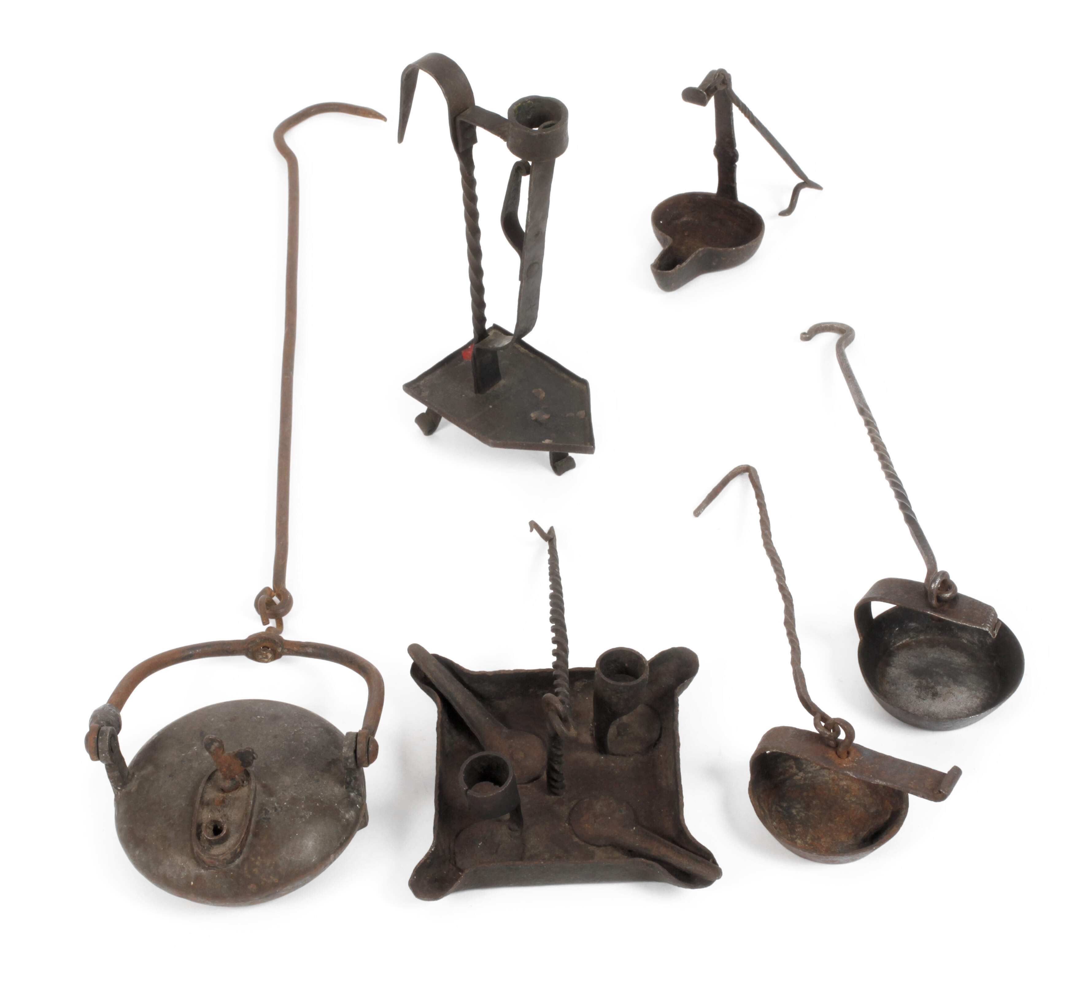 Konvolut antike Öllampen und Kerzenhalter