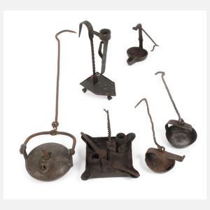 Konvolut antike Öllampen und Kerzenhalter