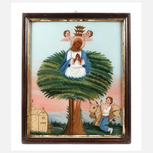 Bäuerliches Votivbild, Hinterglasmalerei 19. Jh.