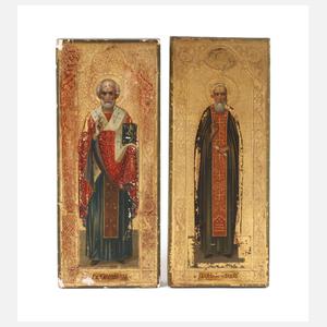 Zwei Ikonen mit Heiligenbildnissen