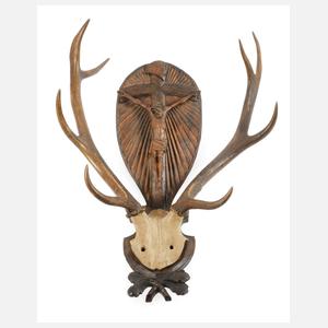 Jagdtrophäe "Hubertushirsch"