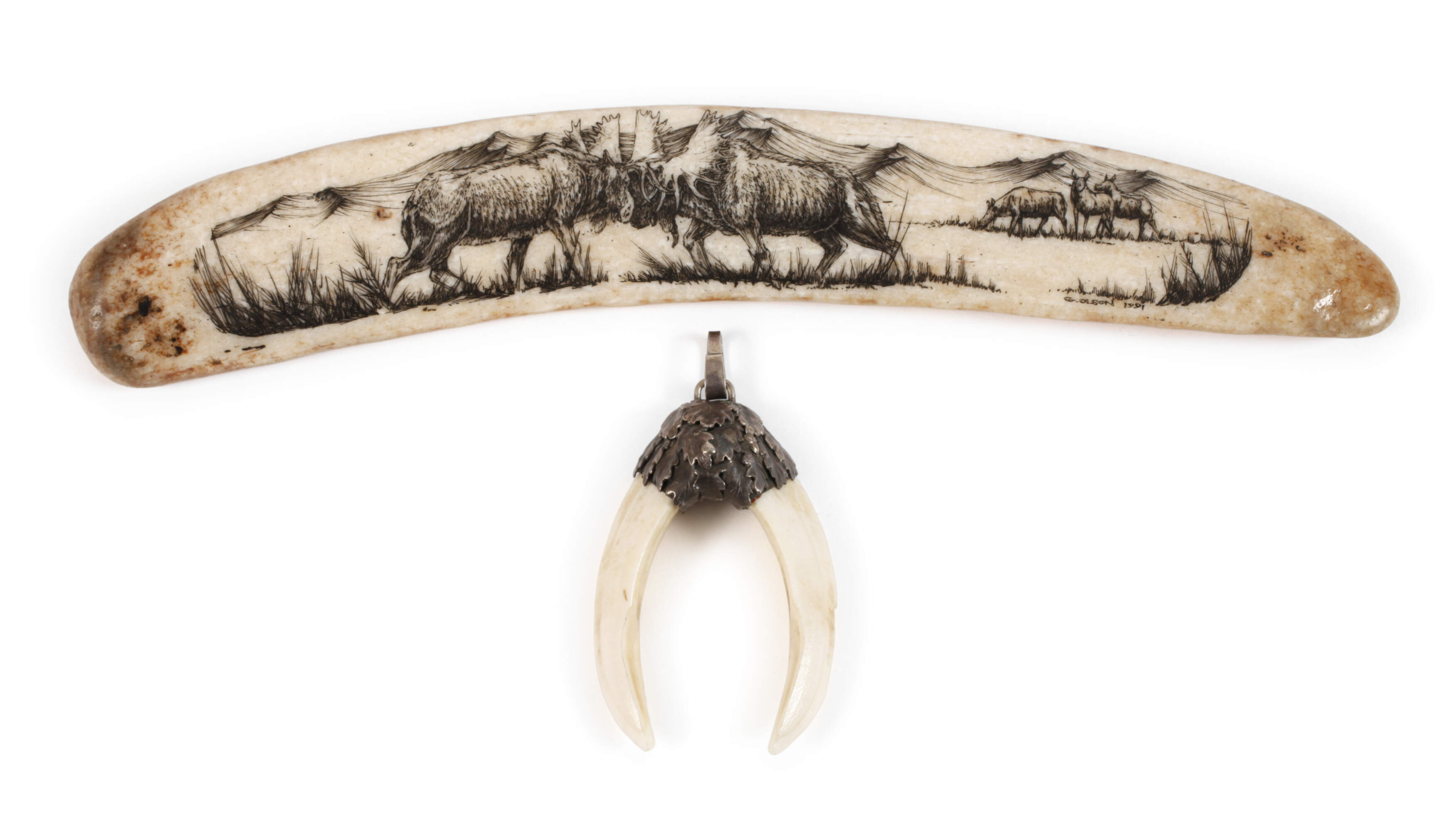 Zwei jagdliche Schnitzereien