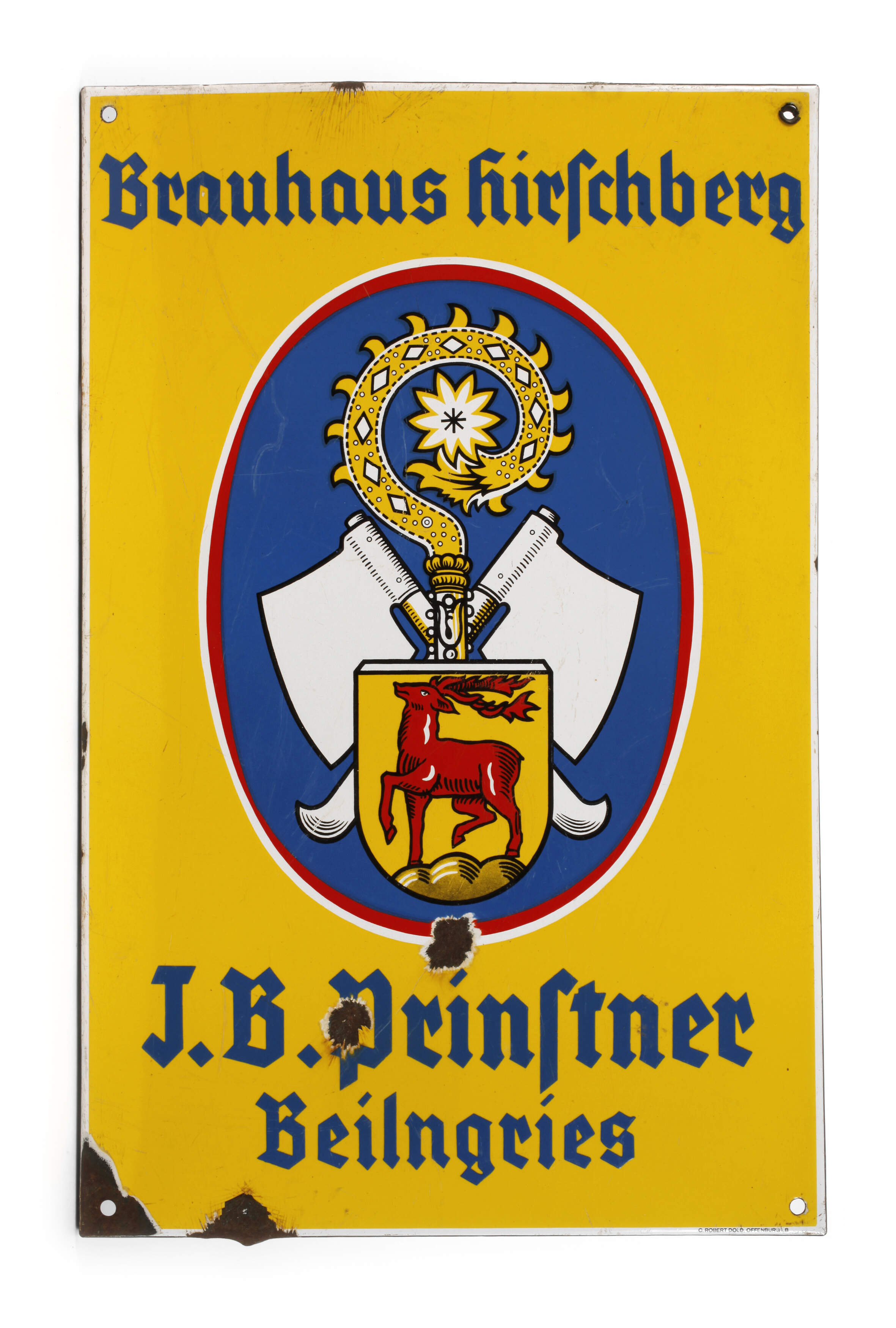 Emailleschild Brauhaus Hirschberg