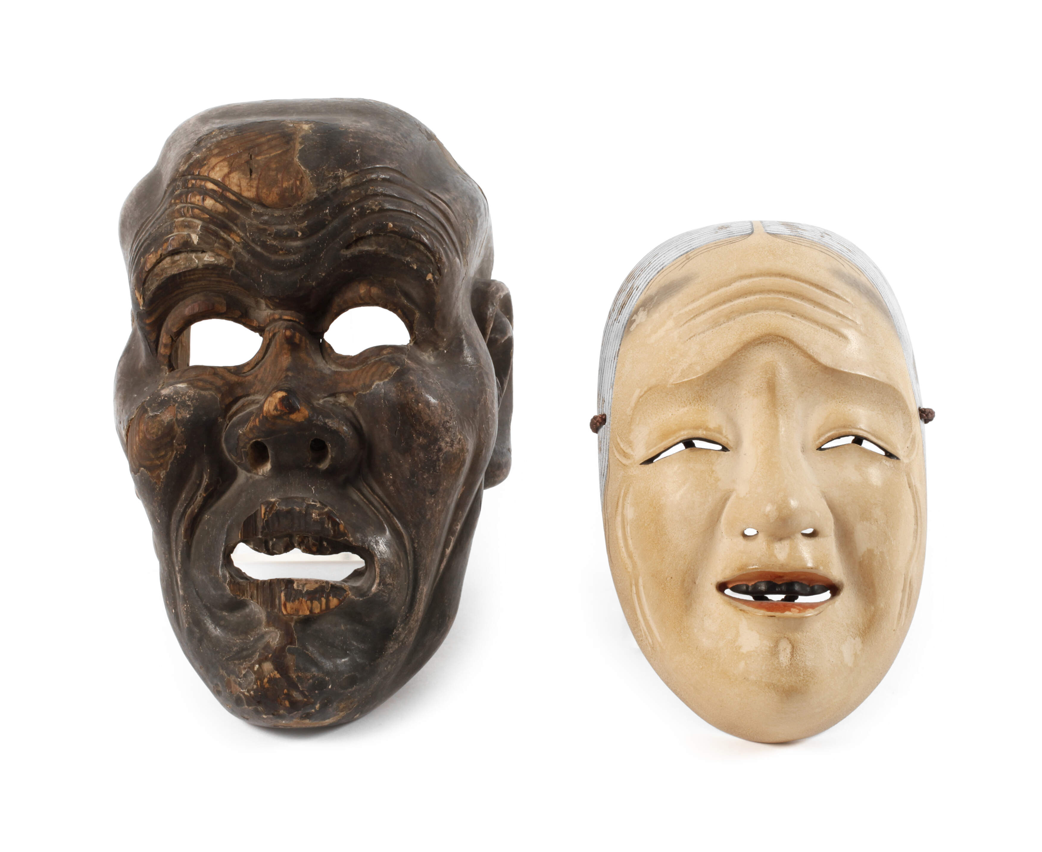 Zwei historische Theatermasken