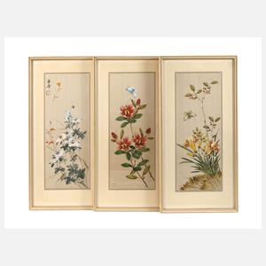 Drei Seidenmalereien