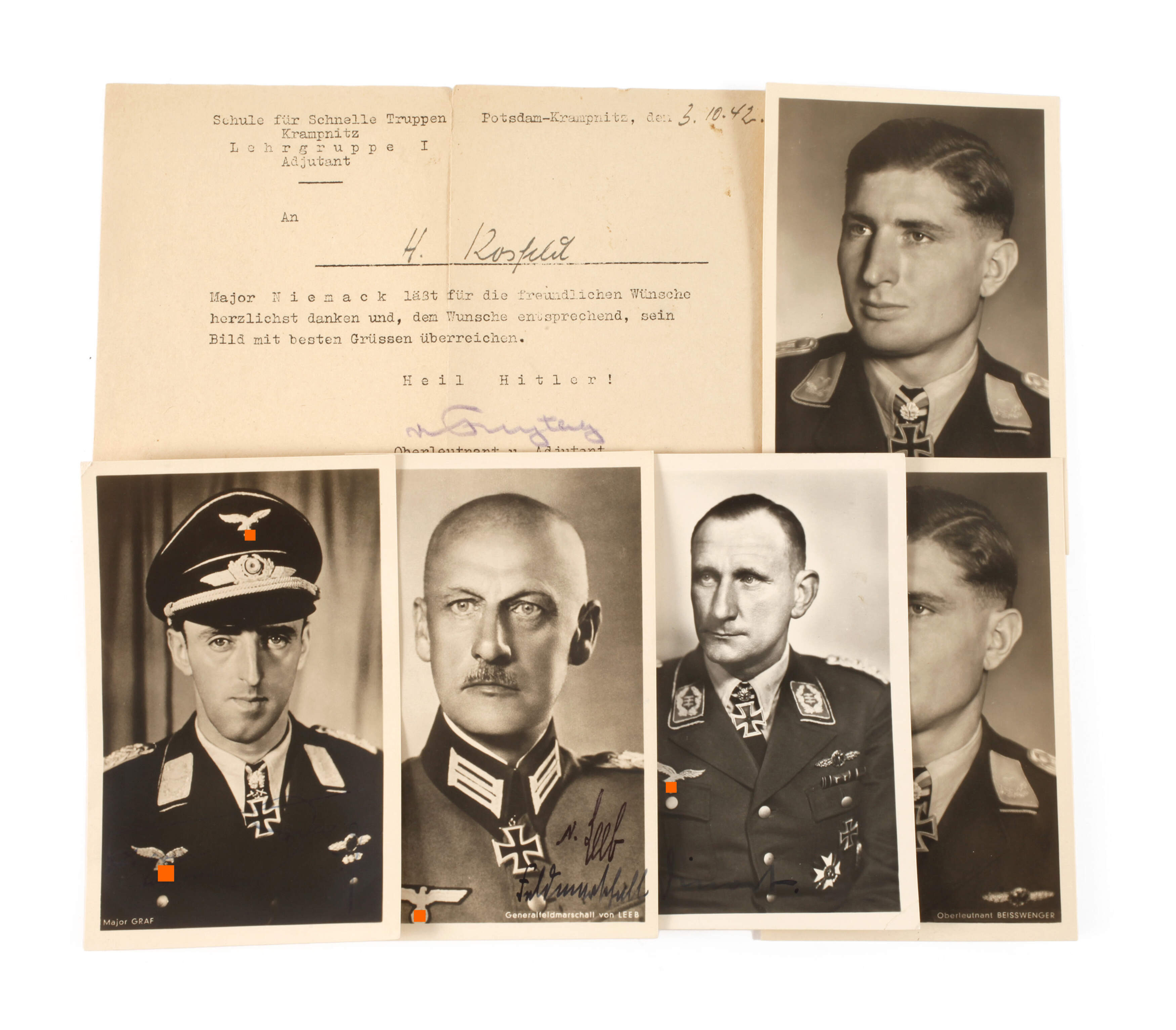 Konvolut Autographen Ritterkreuzträger