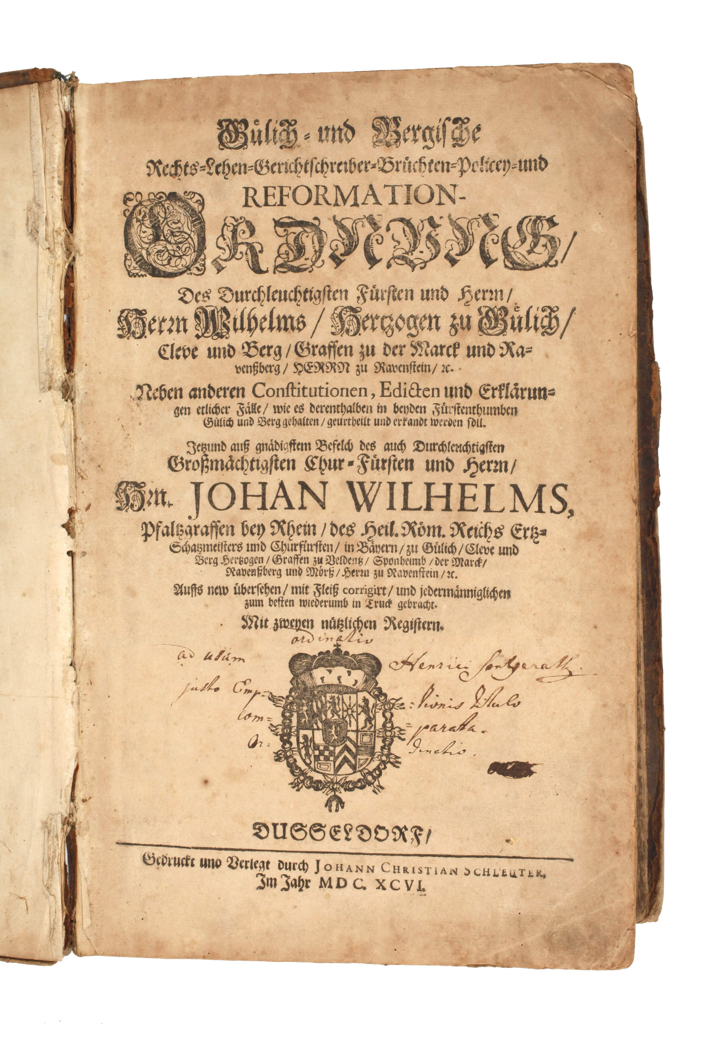 Policey Ordnung Herzog von Gülich 1696