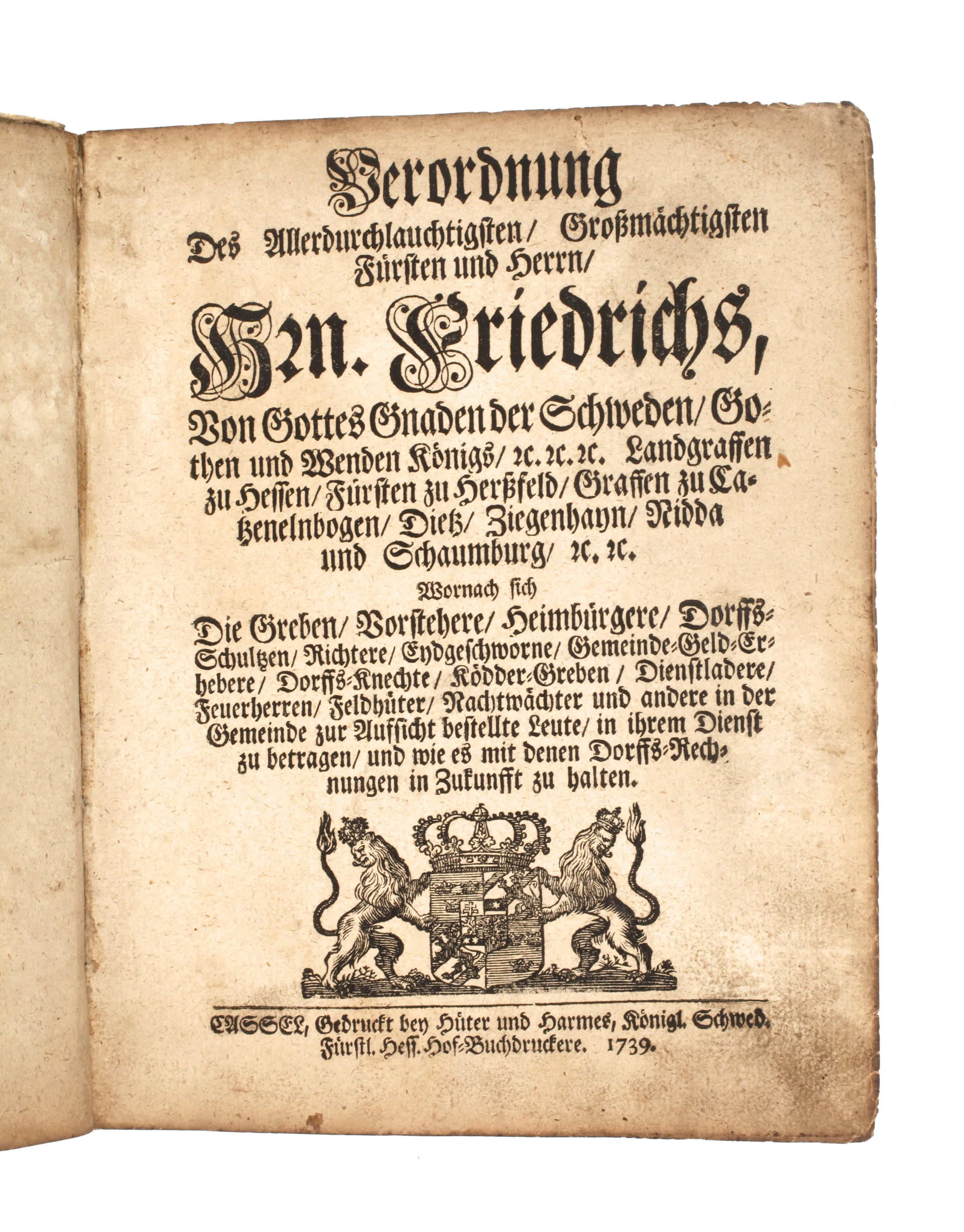Verordnungen Landgrafschaft Cassel 1739