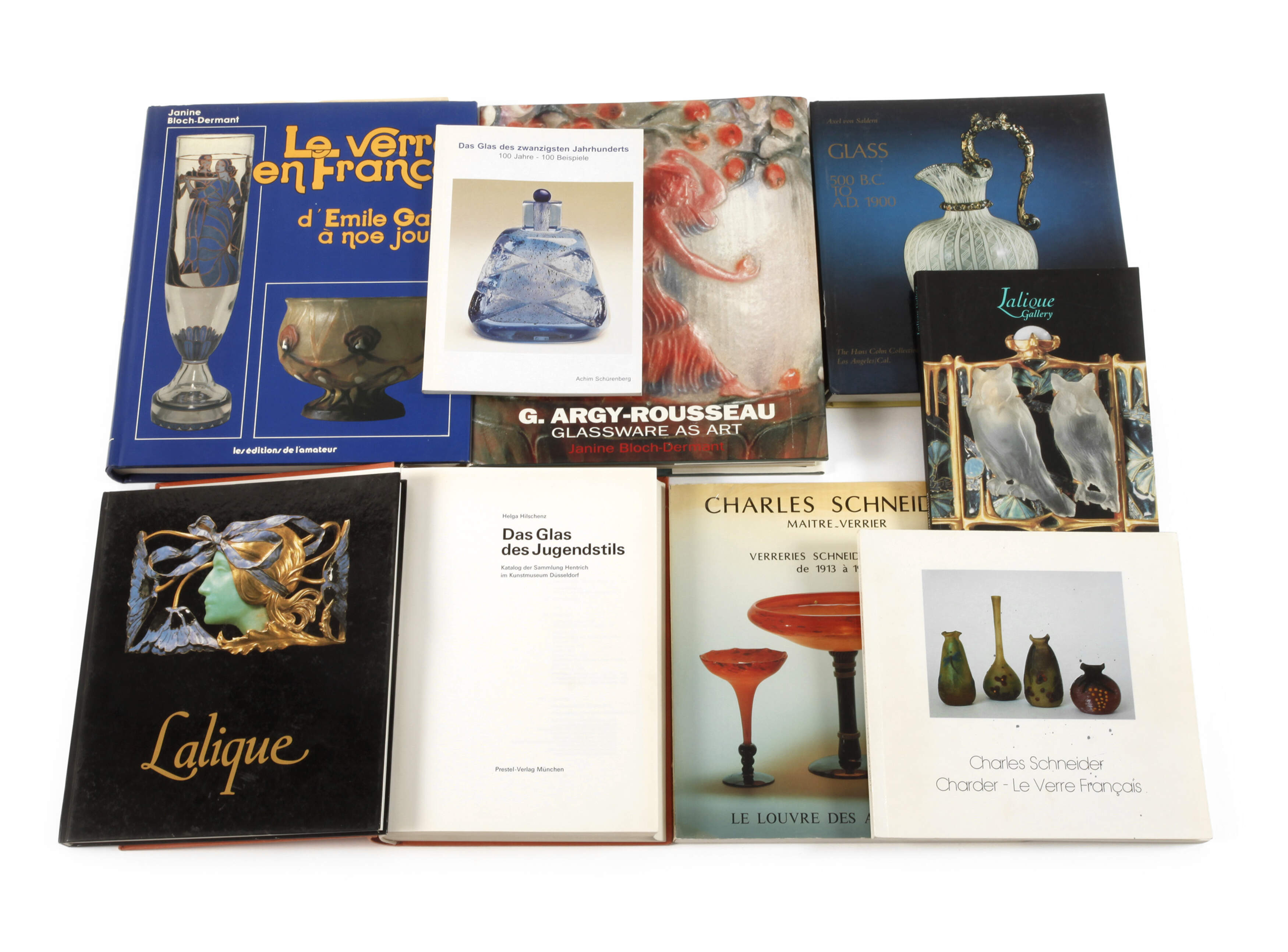 Neun Fachbücher Jugendstilglas