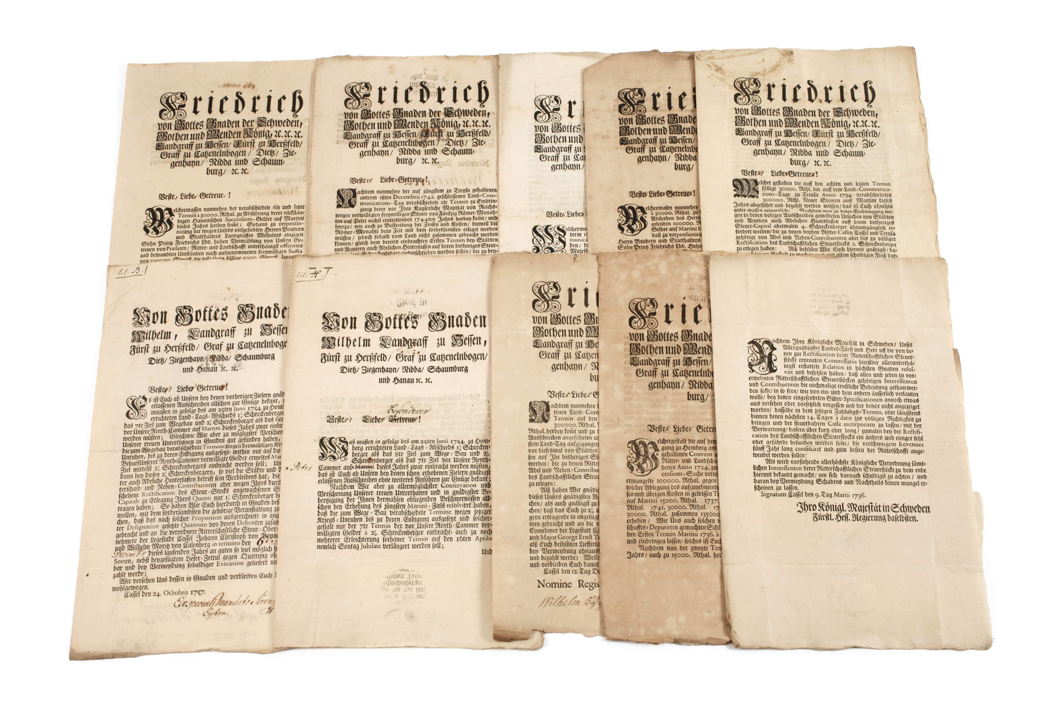 Konvolut historische Dokumente über Rittersteuer