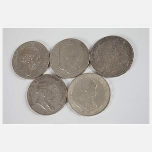 Konvolut 5 Mark Silbermünzen Kaiserreich