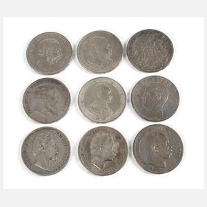 Konvolut 5 Mark Silbermünzen Kaiserreich
