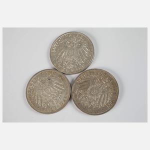 Konvolut 2 Mark Silbermünzen Kaiserreich/Weimar