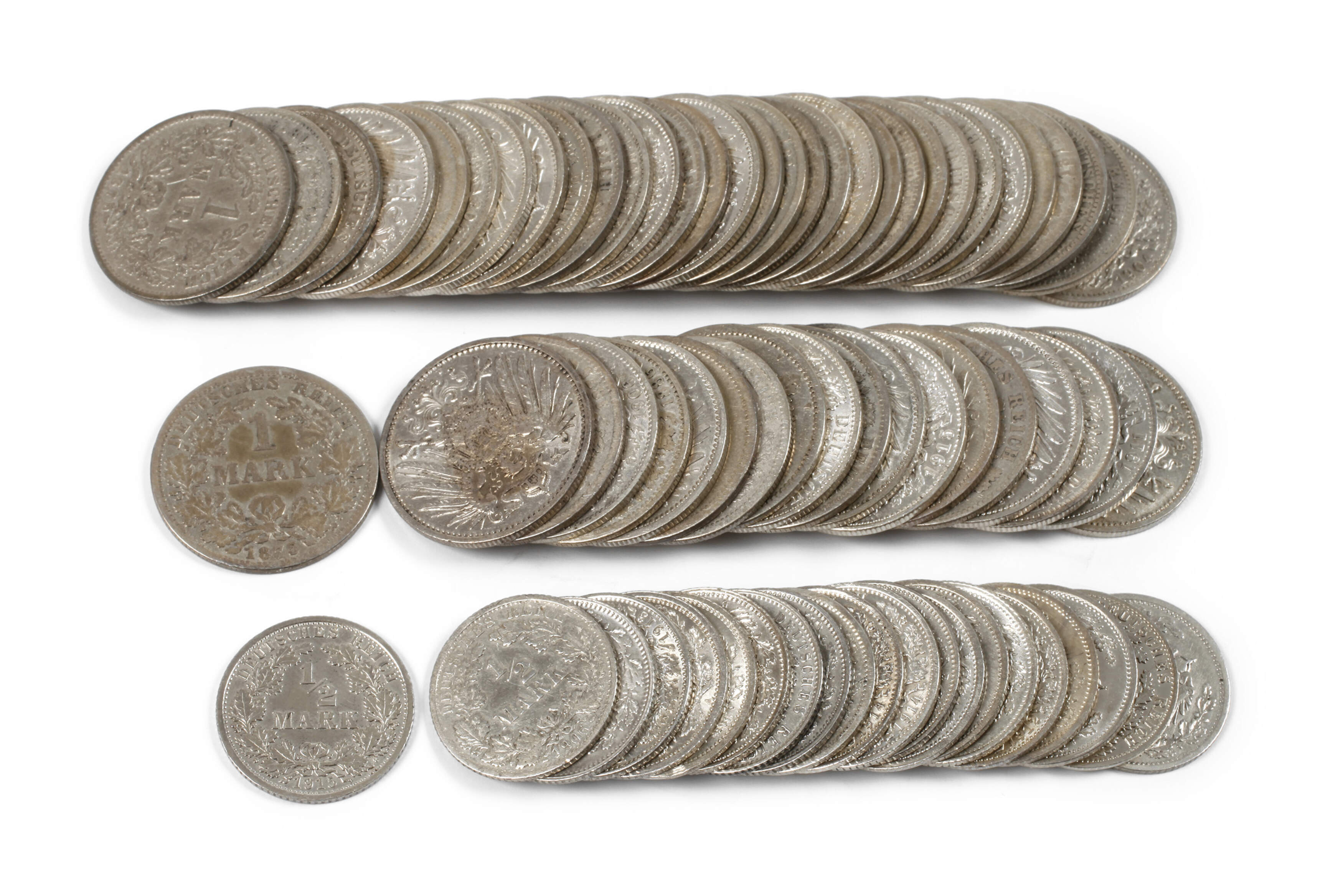 Konvolut 1 Mark und 1/2 Mark Silber Kaiserreich