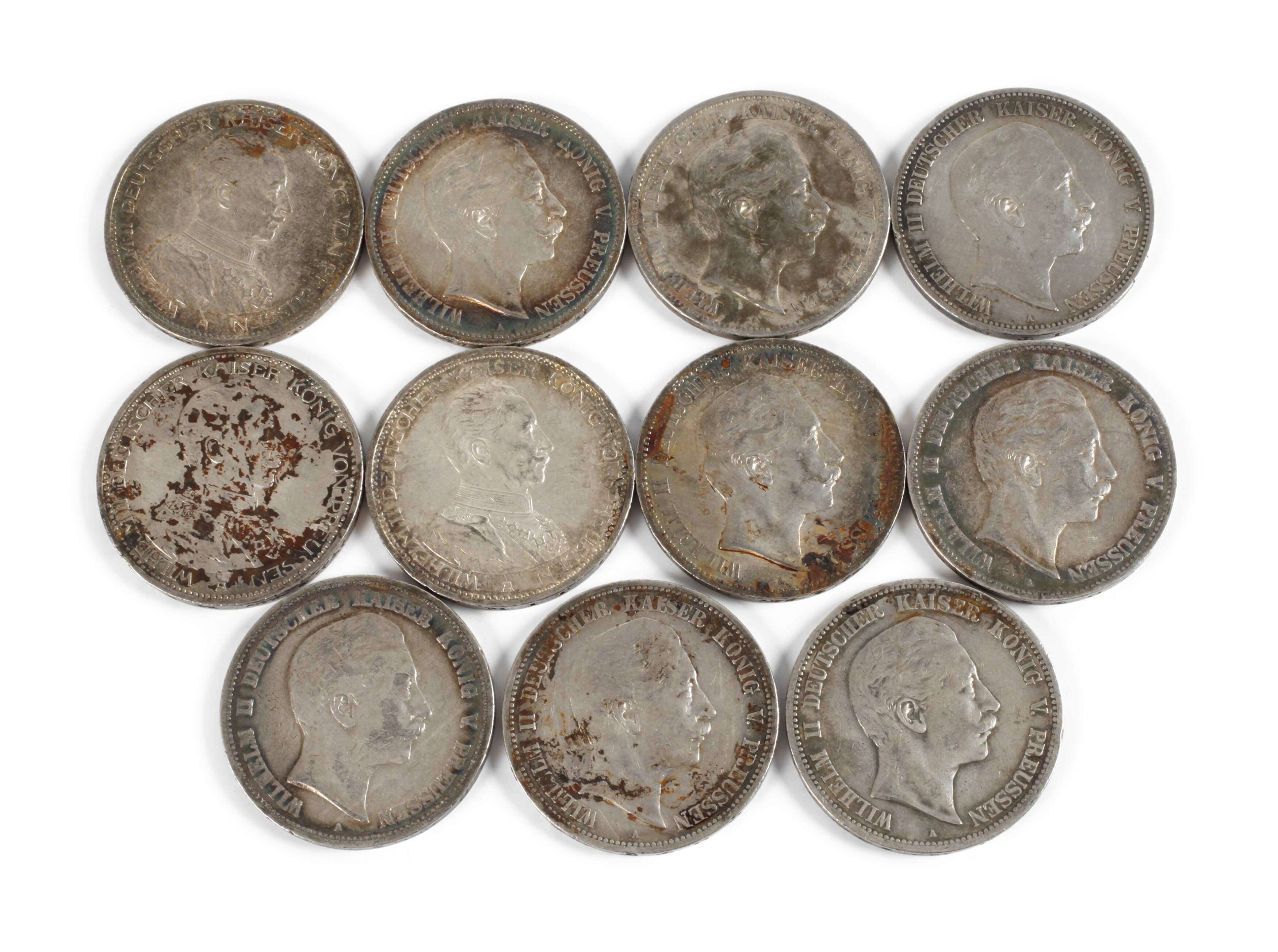 Konvolut 5 Mark Silbermünzen Kaiserreich