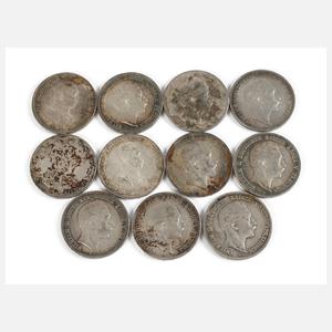 Konvolut 5 Mark Silbermünzen Kaiserreich