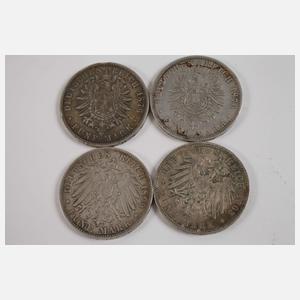 Konvolut 5 Mark Silbermünzen Kaiserreich