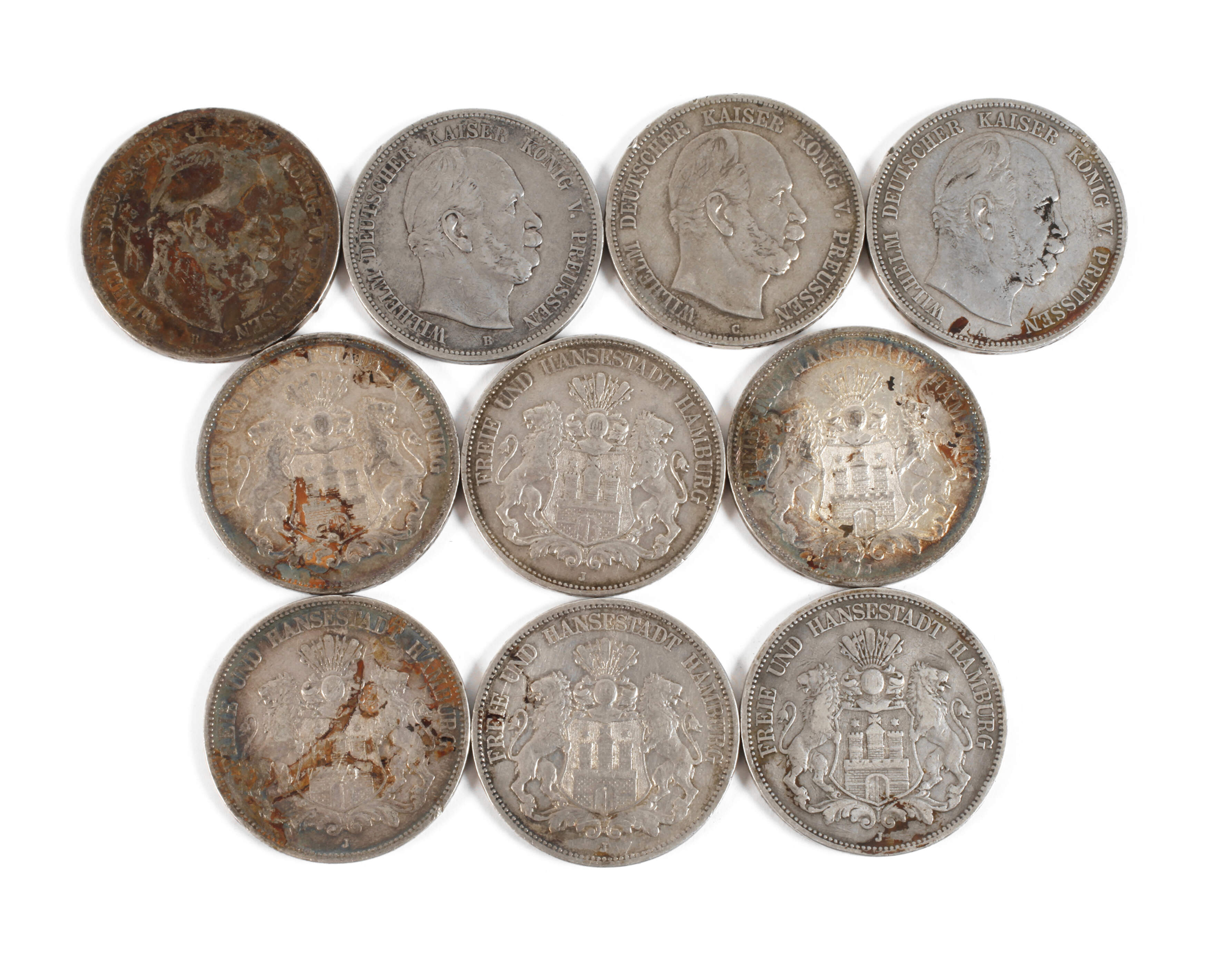 Konvolut 5 Mark Silbermünzen Kaiserreich