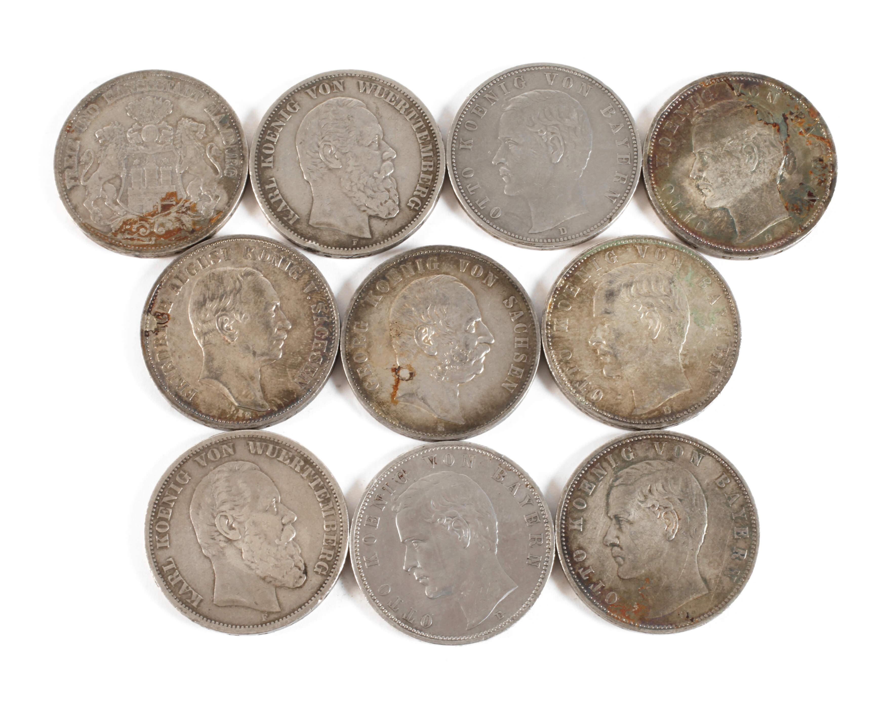 Konvolut 5 Mark Silbermünzen Kaiserreich