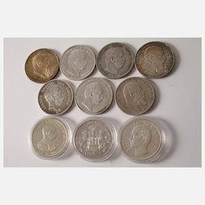 Konvolut 5 Mark Silbermünzen Kaiserreich