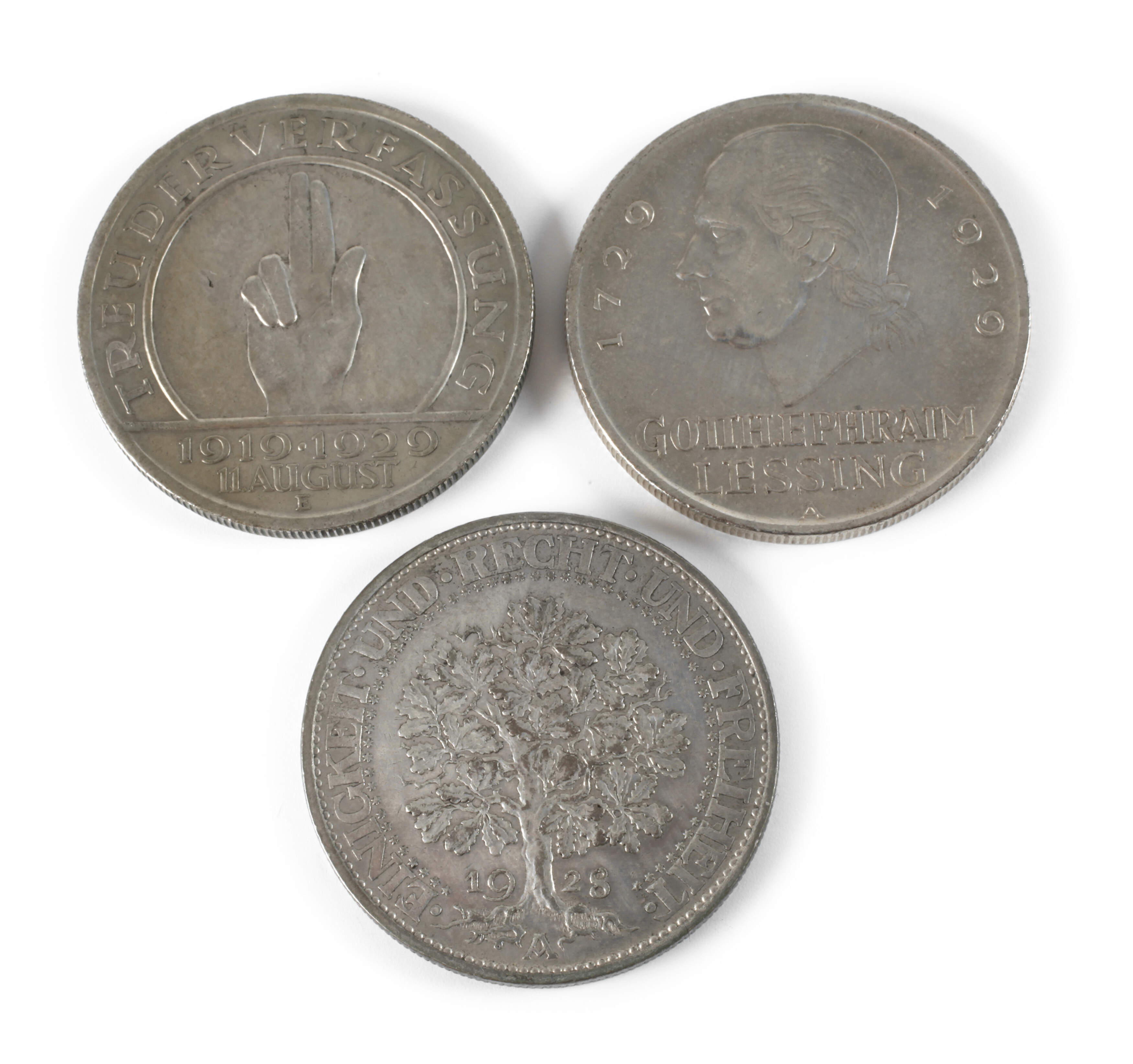 Konvolut 5 Mark Silbermünzen Weimarer Republik