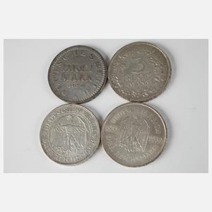 Konvolut 3 Mark Silbermünzen Weimarer Republik