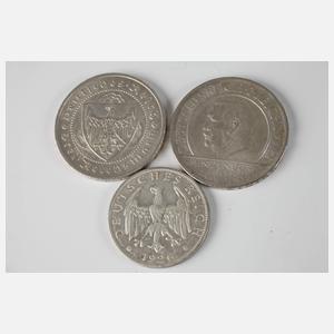 Konvolut 3 Mark Silbermünzen Weimarer Republik