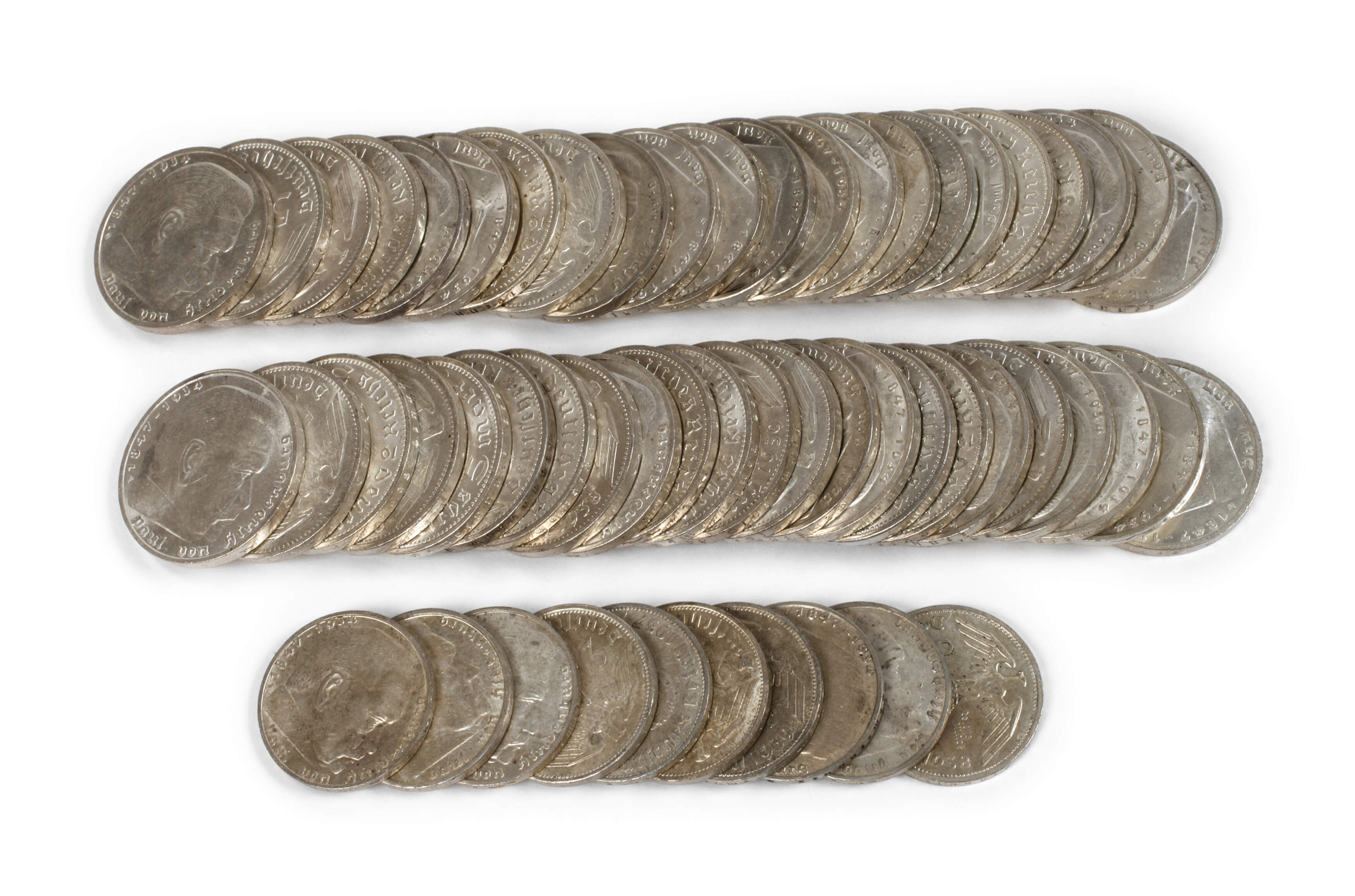 Konvolut 2 und 5 Mark Silber Hindenburg