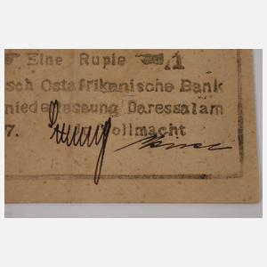 Gutschein für 1 Rupie Deutsch-Ostafrika