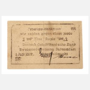 Gutschein für 1 Rupie Deutsch-Ostafrika