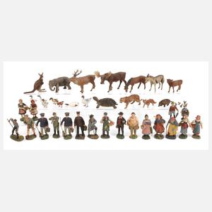 Konvolut Massefiguren Bauernhof/Zoo