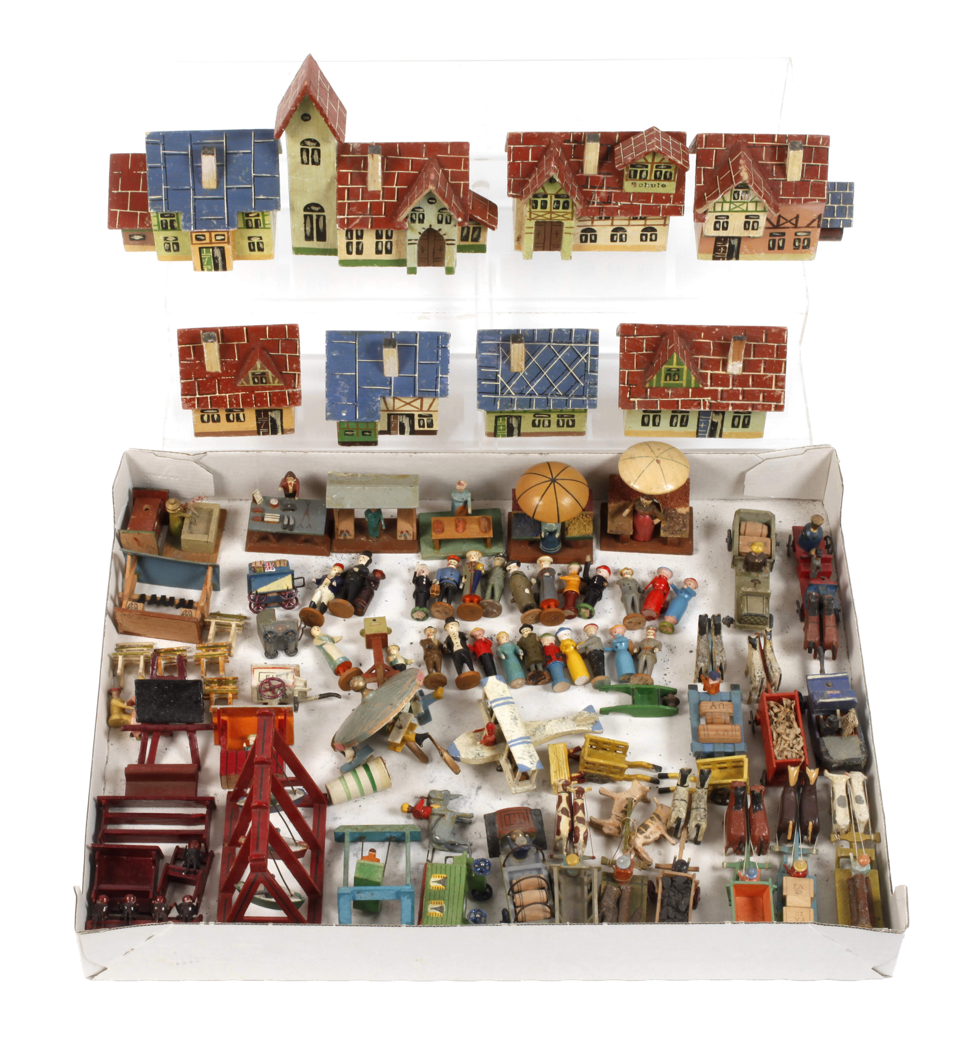 Miniaturdorf mit Marktszene Erzgebirge