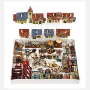 Miniaturdorf mit Marktszene Erzgebirge