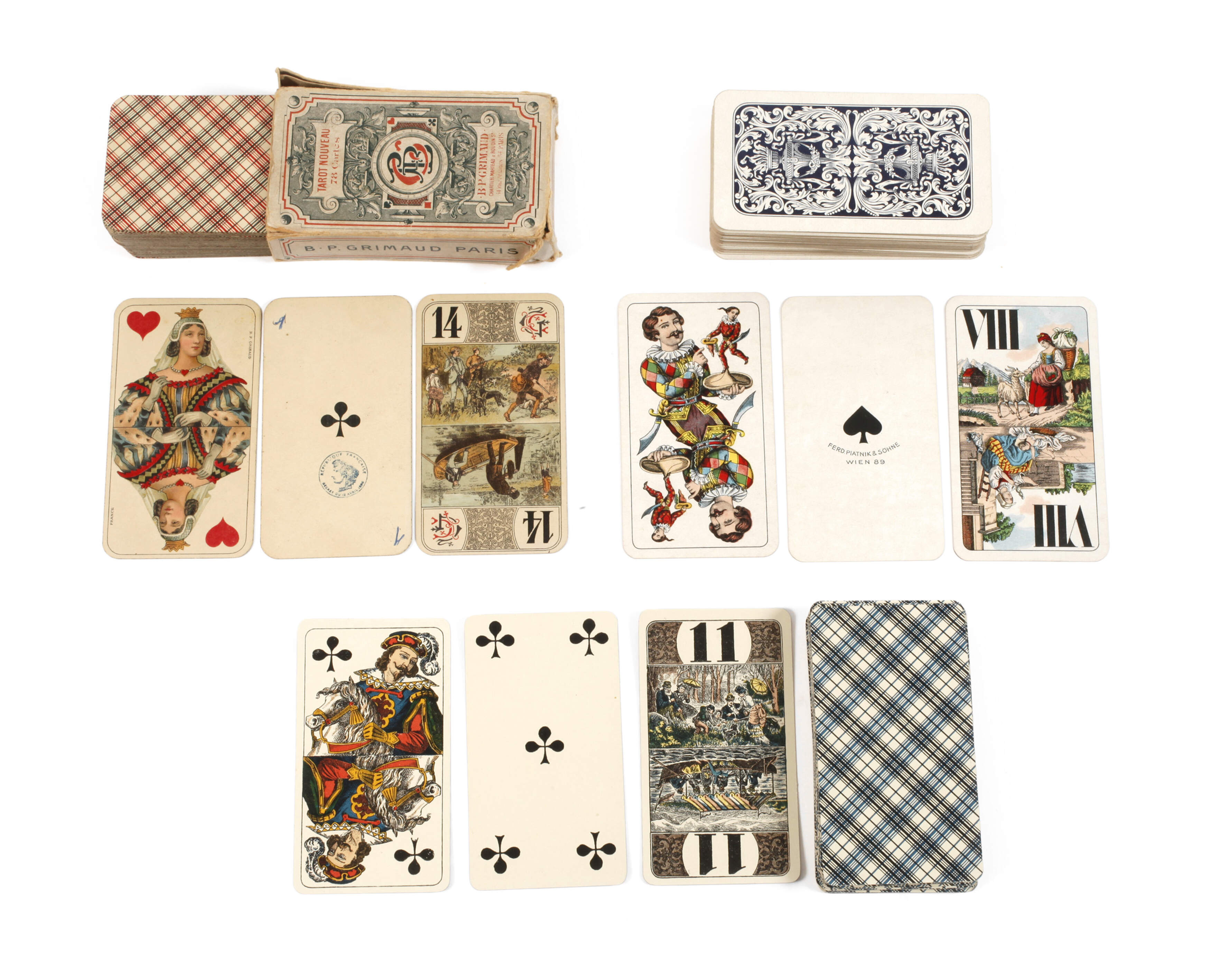 Drei Tarock Spielkarten-Sätze