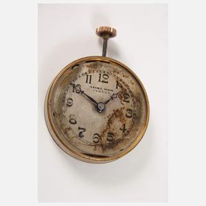 Art déco Miniatur-Uhr Silber