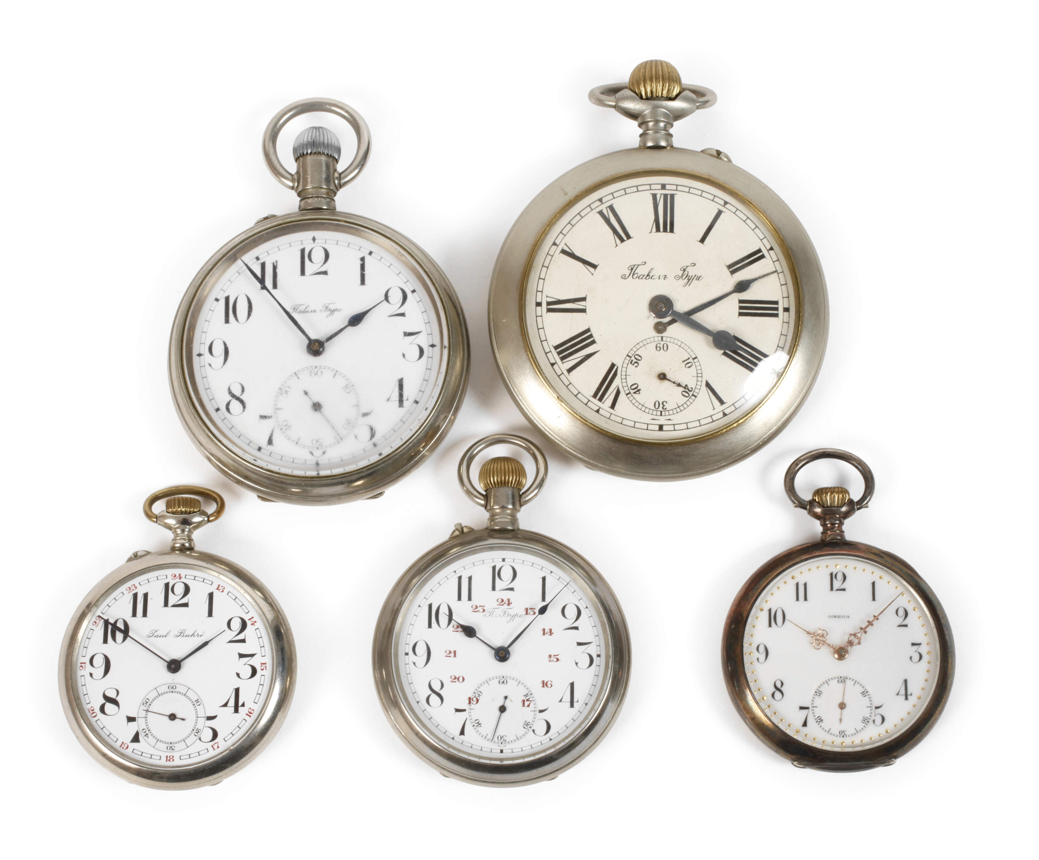 Pavel Bouré vier Taschenuhren und eine Omega