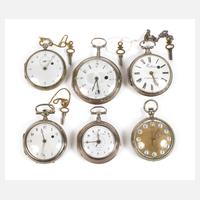 Sammlung von sechs Spindeltaschenuhren111