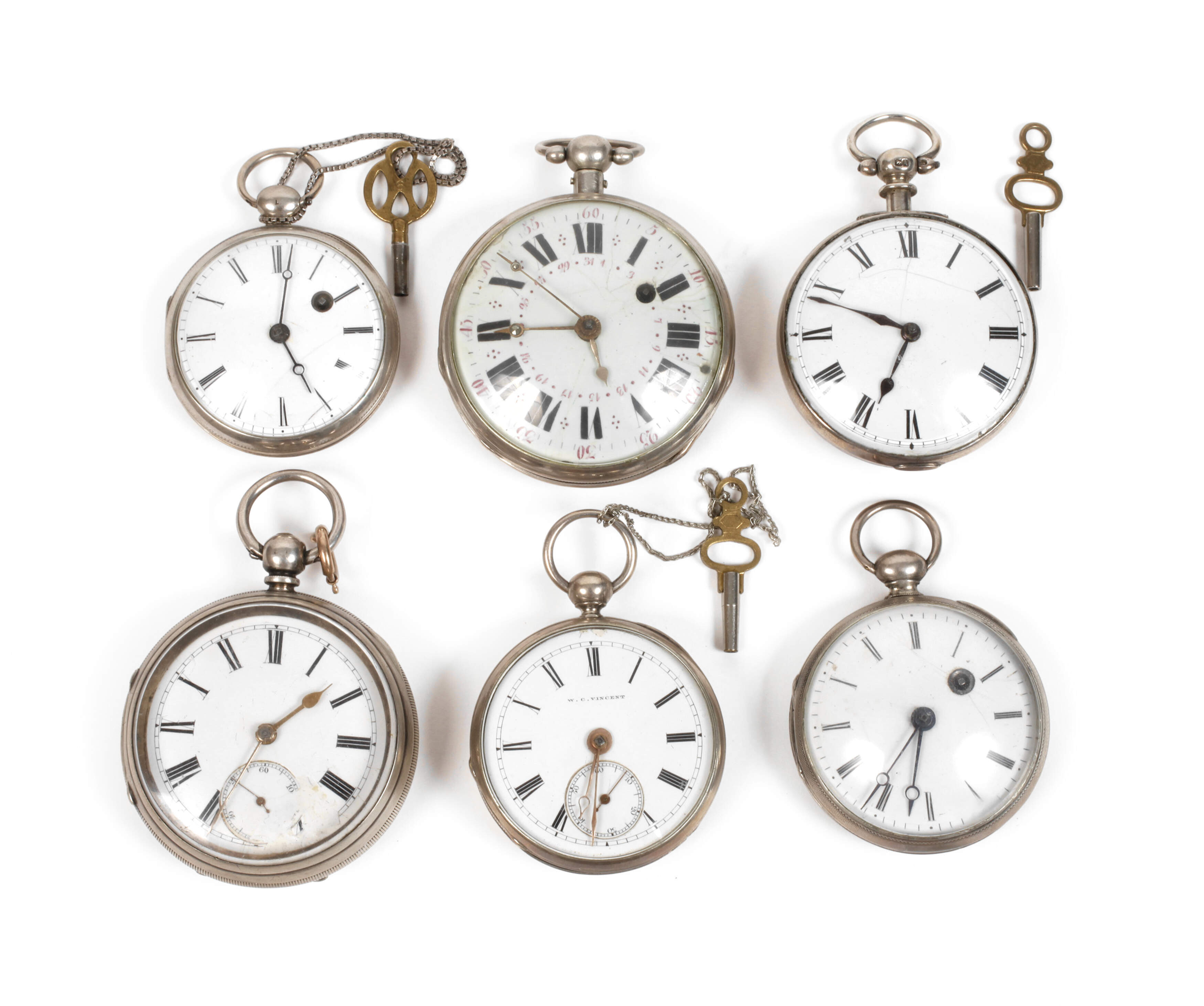 Sammlung von sechs Taschenuhren