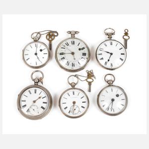 Sammlung von sechs Taschenuhren