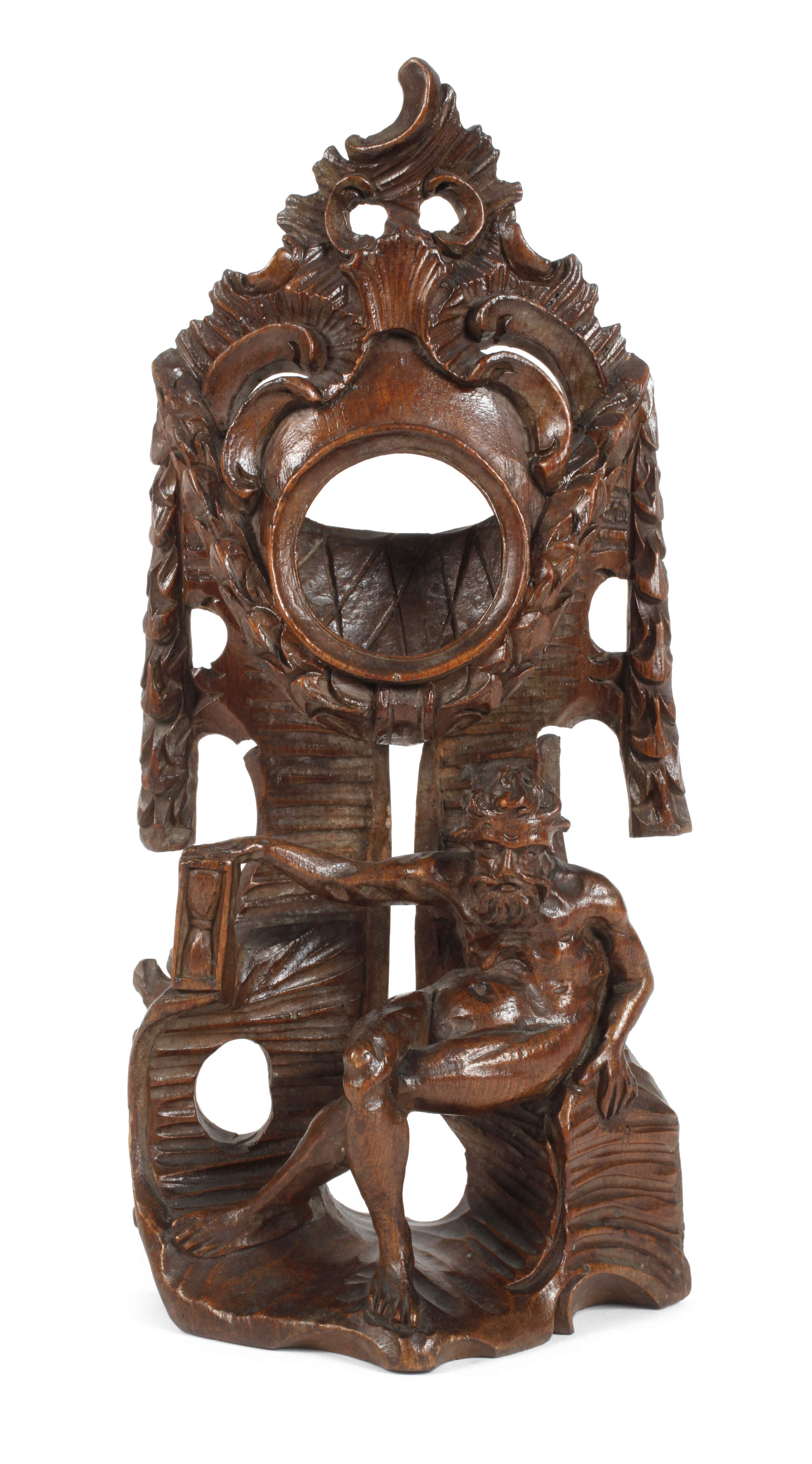 Geschnitzter Uhrenständer mit Chronos