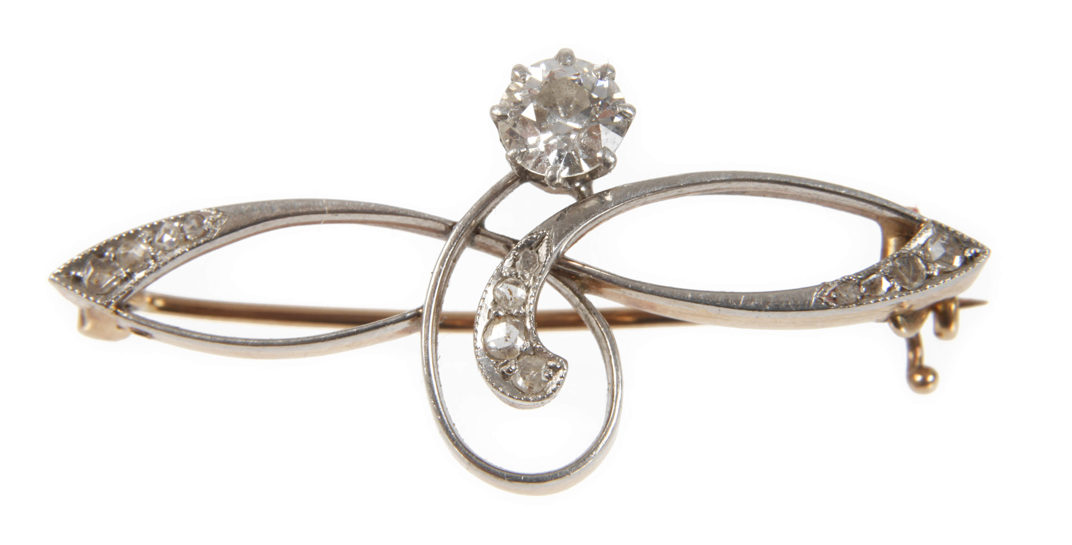 Jugendstilbrosche mit Diamanten