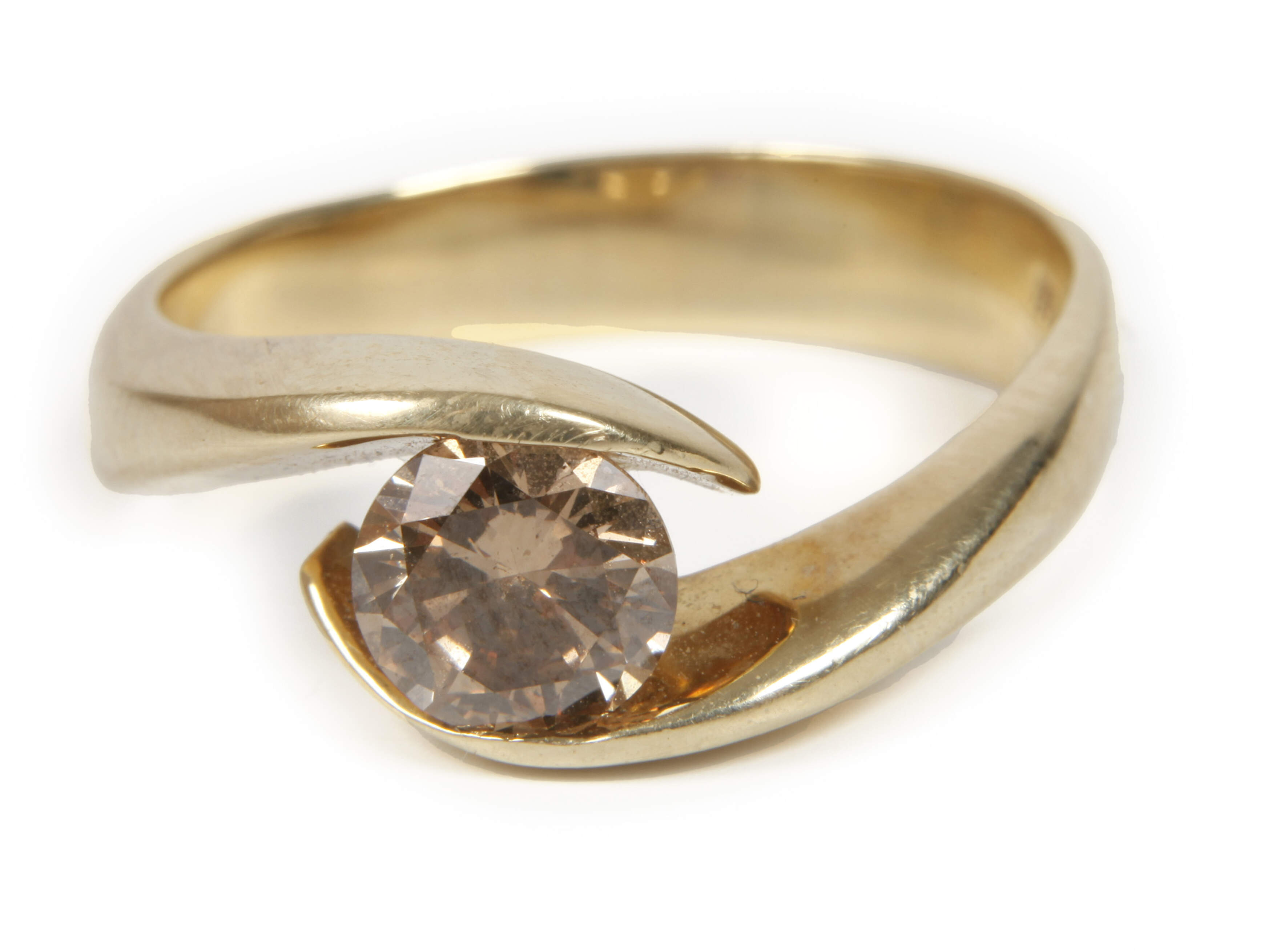Damenring mit cognacfarbenem Brillant von 1 ct