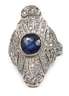Damenring mit Diamanten und Saphir Art déco