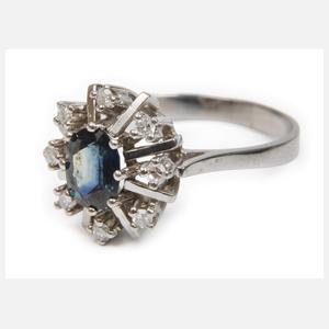 Damenring mit Saphir und Diamanten