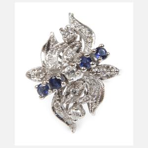 Damenring mit Brillanten und Saphiren