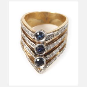 Damenring mit Saphiren und Diamanten