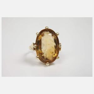 Damenring mit großem Citrin