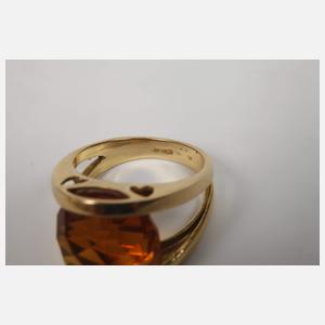 Moderner Damenring mit Citrin