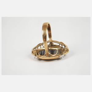 Damenring mit Achatgemme und Brillanten